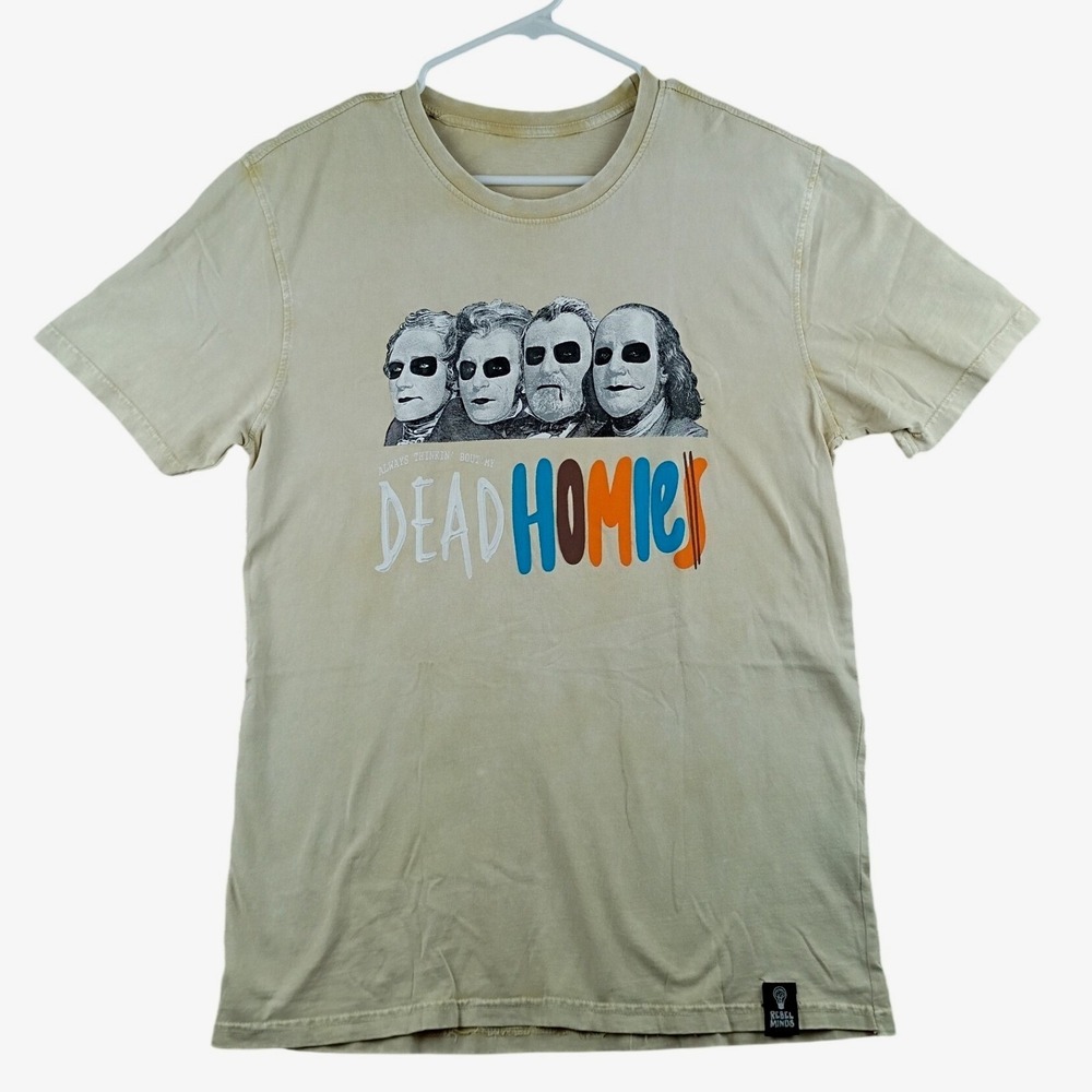 Rebel Minds T-Shirt Mens Medium Tan Dead Homies Graphic Streetwear Tee